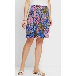 Talbots Skirt Size 8 Blue Pink Floral Length‎ A Line Stretched Lined New